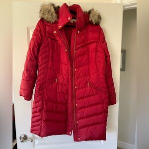 Michael Kors XL Long Red Puffer Coat Gently Pre Loved
